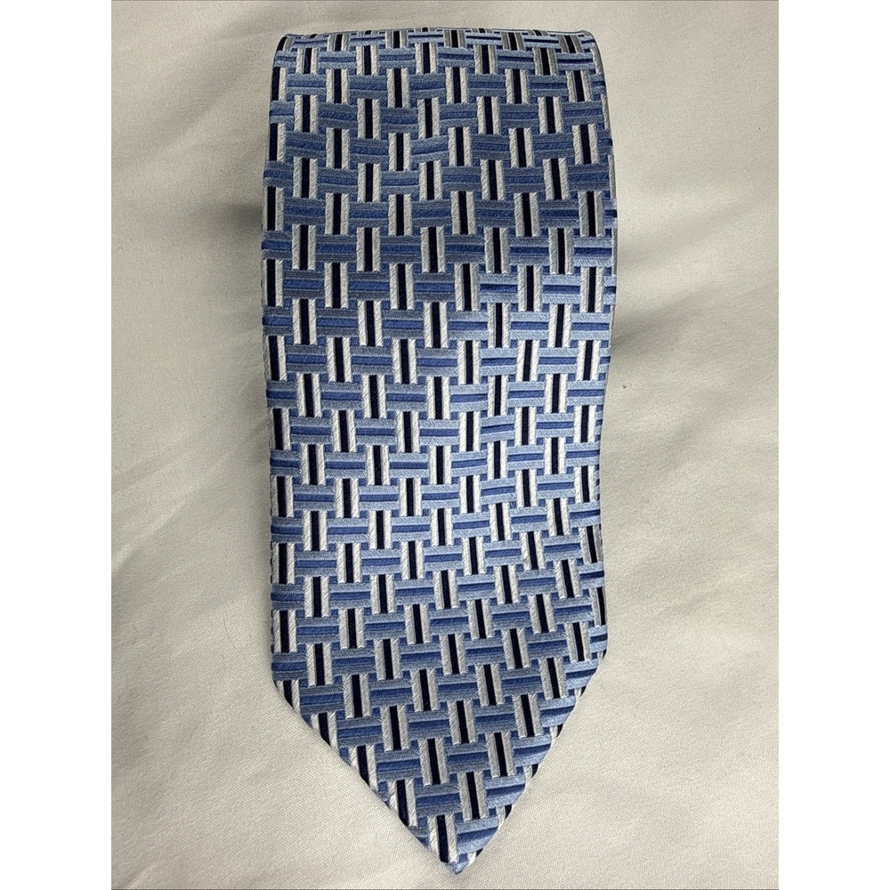 SAKS FIFTH AVENUE Black Label Men's 100% Silk Tie ~ Blue ~ Micro Texture